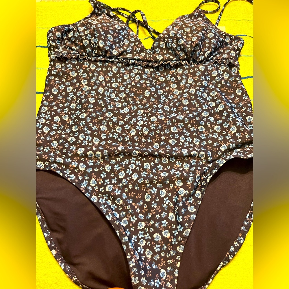 Blue and white old navy one piece bathing suit